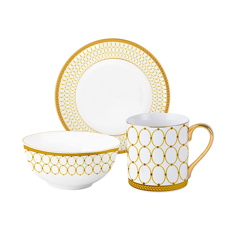 Set Ceramic China Dinner Luxury Gold Cheap Fine Bone Table Wholesale Dinnerware