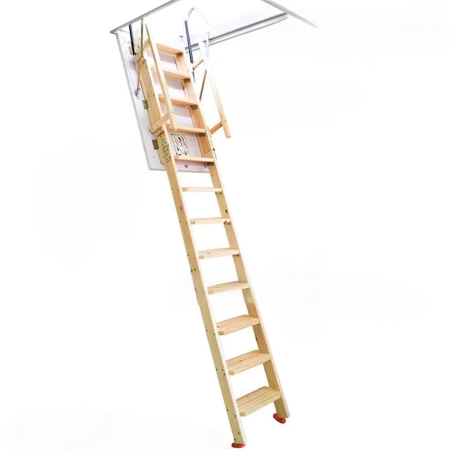 Space-Efficient Hidden Wooden Loft Ladder Premium Foldable Attic Access Triple-Folding Attic Stair For Villas
