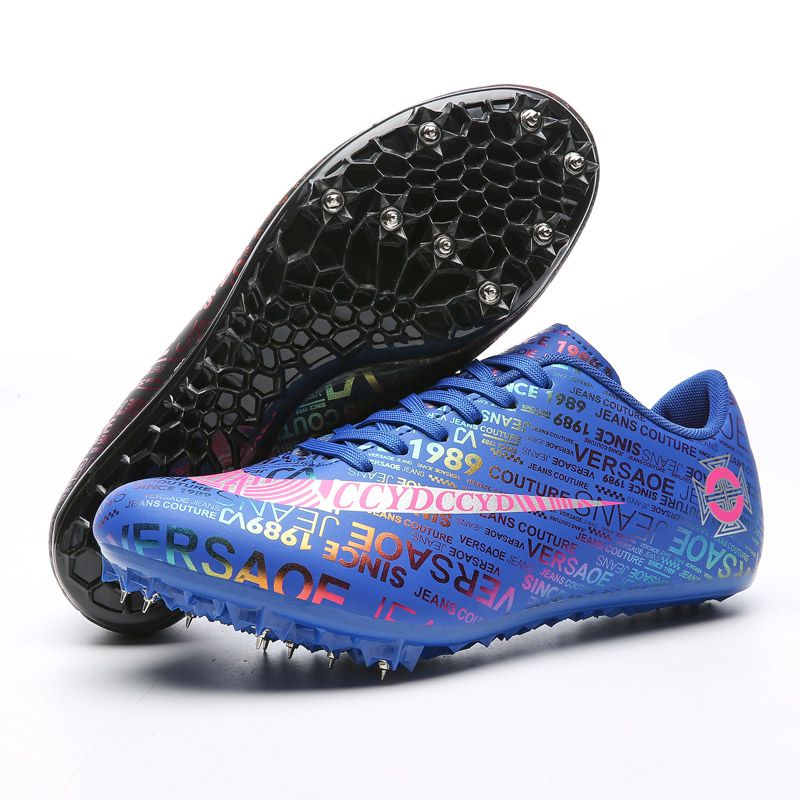 d650 matching leather custom men track shoes d355 athletics running sprinting shoes size 9 fashion sports shoes blue color