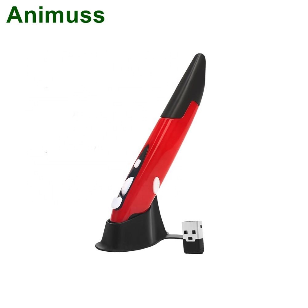 Animuss 2,4 ГГц Беспроводная оптическая Ручка мышь регулируемая 800 1200 1600DPI USB оптическая Ручка мышь с ручкой подставка для ПК компьютера