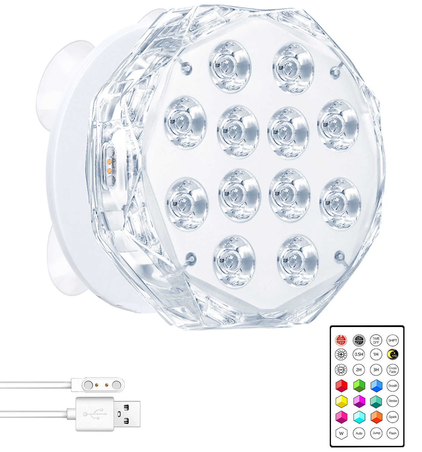 Qoolife Submersible underwater puck lights  28 Colors Underwater Pond Lights with Remote for Pond Fountain Aquariums