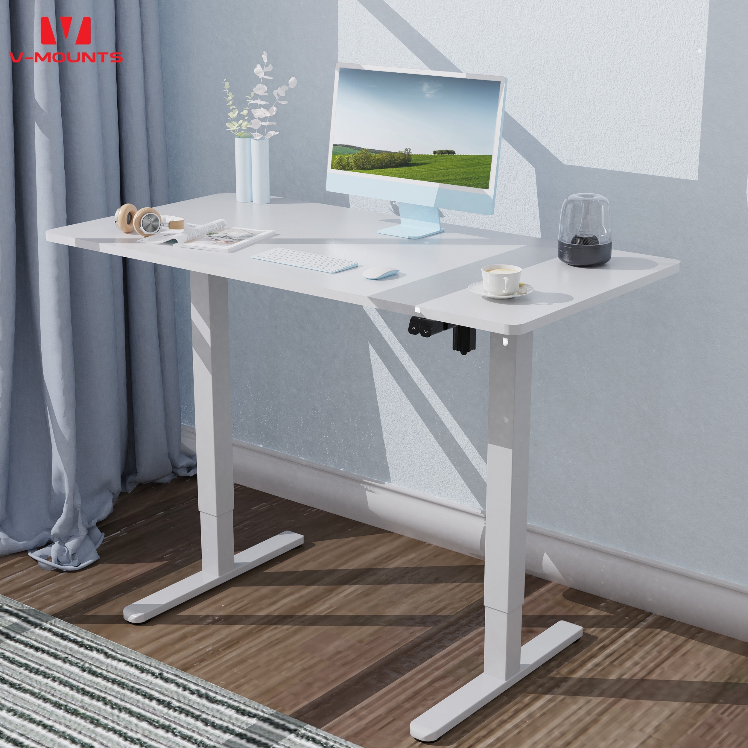 V-mounts For Home office Electric Single Motor Standing Desk Height Adjustable Desk Frame Gaming Desks Gaming