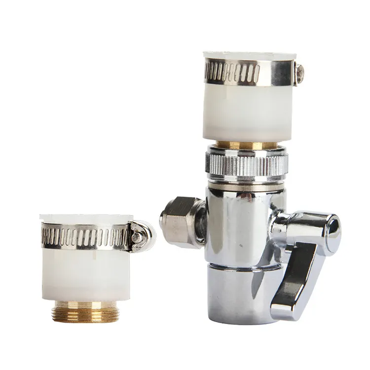 Brass rubber Material White universal joint Faucet Adapter with clamp