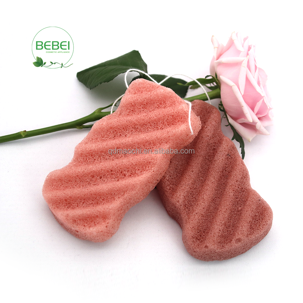 Wholesale 100% pure natural and biodegradable wave shaped freeze drying Konjac Sponge ideal for sensitive skin from bebei
