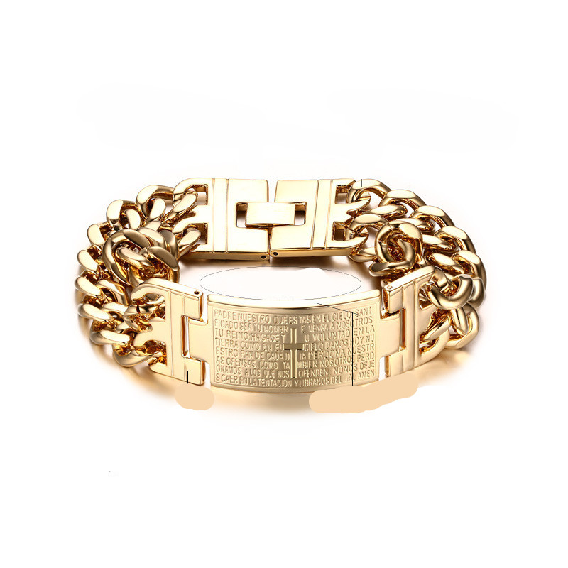 Yiwu Meise Stainless Steel Men's Bible Lord's Prayer Double Chain Cross Bracelet