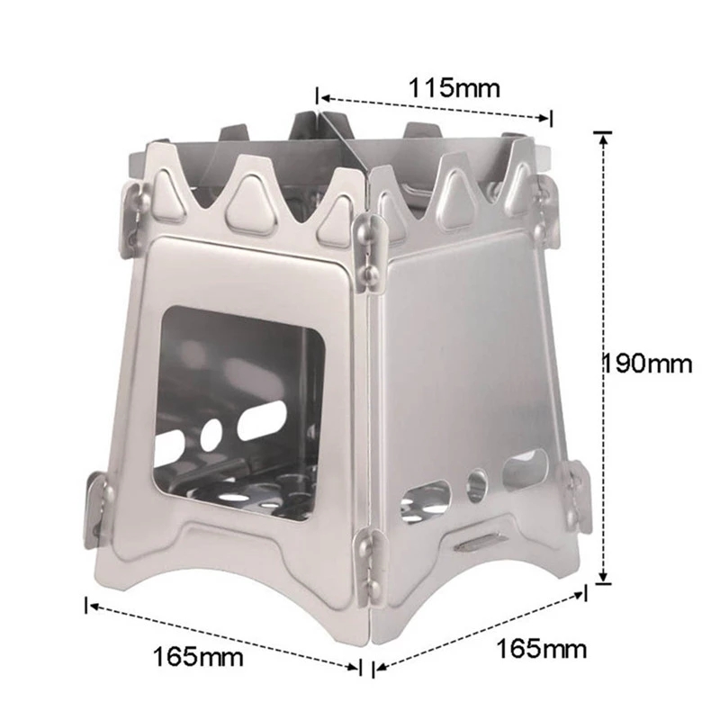 Wood Burning Stove Stainless Steel Portable Backpacking Camping Outdoor Firewood Furnace Lightweight Picnic Survival Cooking