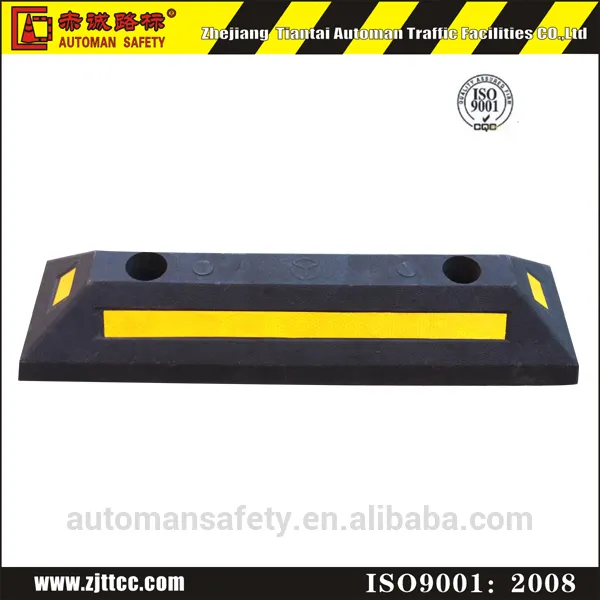 Rubber Parking Stopper Rubber Stops Parking Wheel Stopper With Reflective Tape Quality