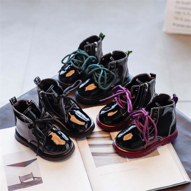 Children's autumn new shoes 2020 hot models girls bright leather fashion boots fashion all-match leather boots wholesale