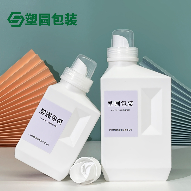 Custom 500ml 1000ml White Square Empty HDPE Plastic Household Washing Laundry Detergent Bulk Bottle 1L