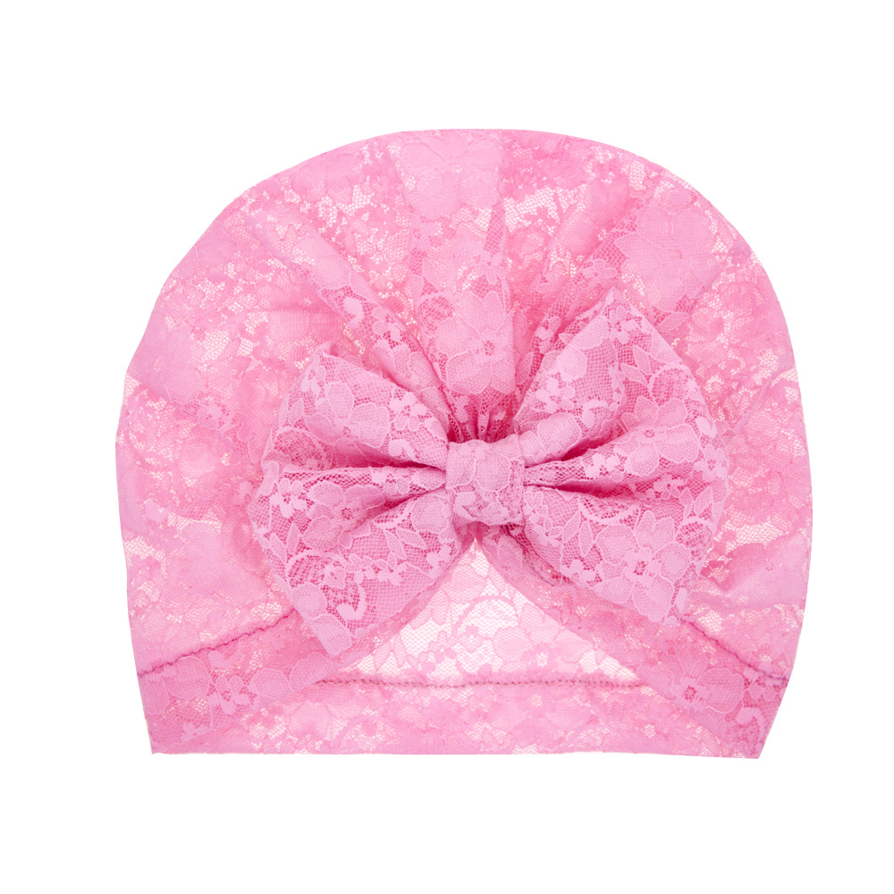 RTS Cute lace Newborn Baby Hat Cotton Beanie Cap Baby Turban Headband Hat Bun Hairband