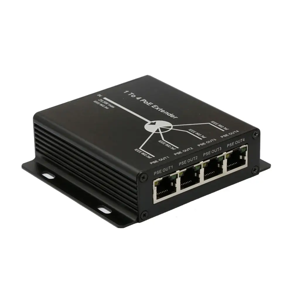 4-портовый удлинитель Poe IEEE802.3Af для IP-камеры, увеличитель расстояния передачи 120 м с 10/100 Мбит/с LAN, 4 порта, удлинитель POE