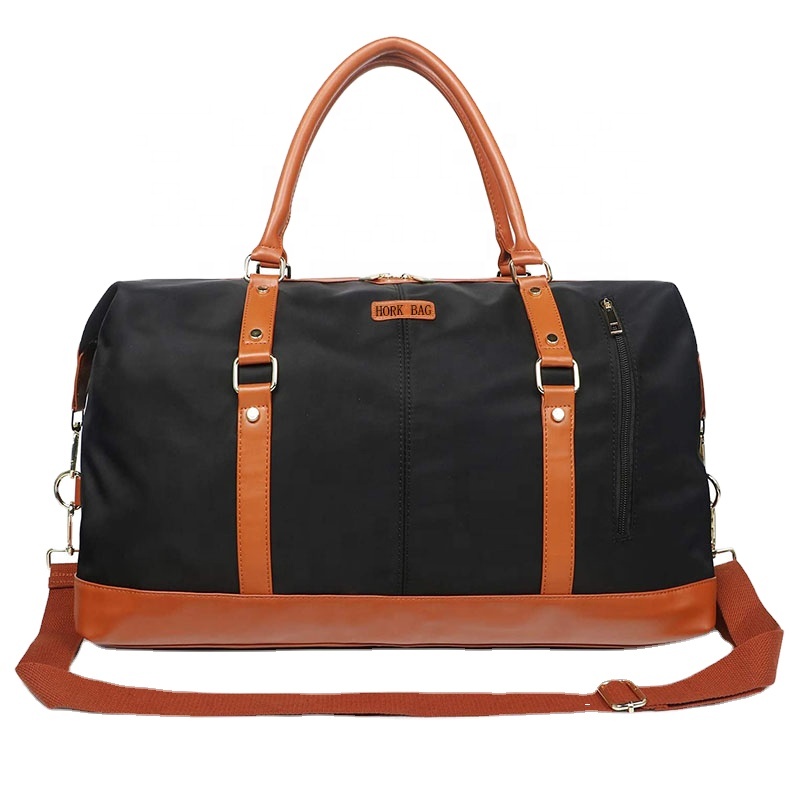 Crazy Horse Leather men's Travel Duffle luggage Bag Gym Sports Overnight Weekend leather duffel bag with Shoe Compartment