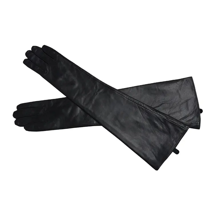 Hot Sell Women's Long Genuine Sheepskin Leather Gloves High Quality Trendy Girl's Evening Party Mittens