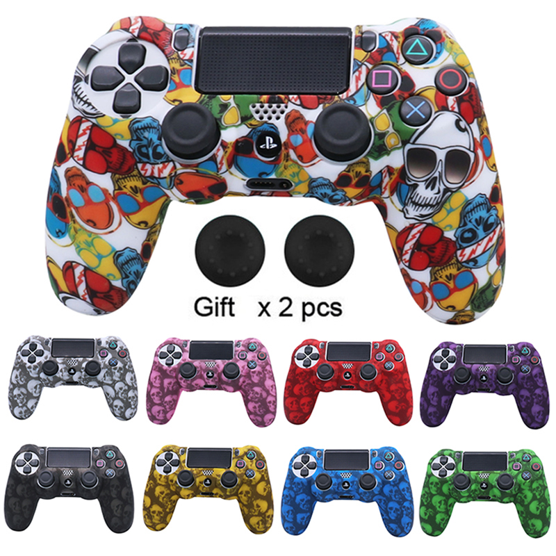 Защитный чехол для контроллера PS4, геймпад, мягкие силиконовые чехлы, Обложка для игрового джойстика, чехлы для PlayStation4 с колпачками для захвата