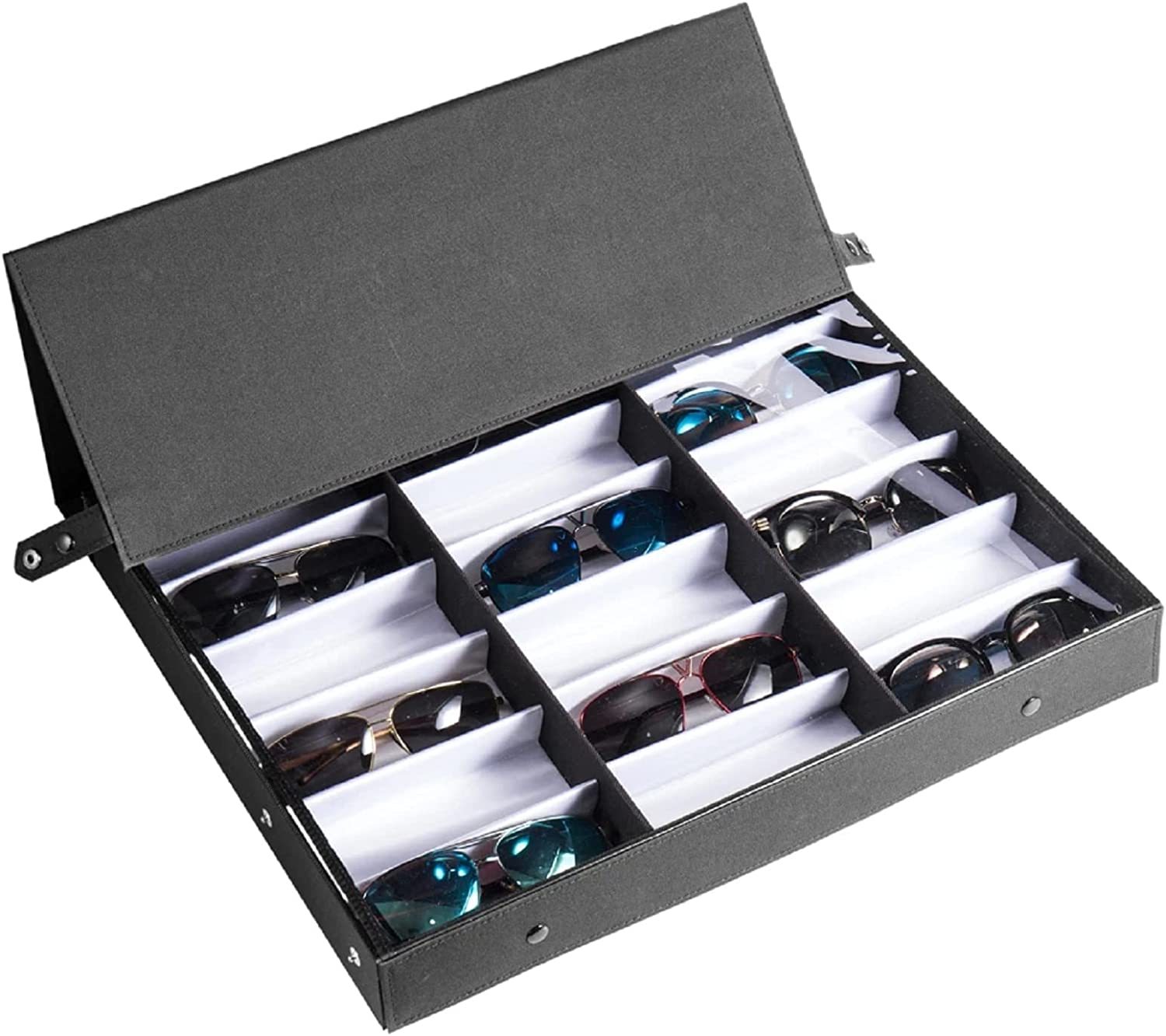 Hot Sell 18 Slot Sunglasses Display case Storage Glasses Stand Display Box With Dust Cover