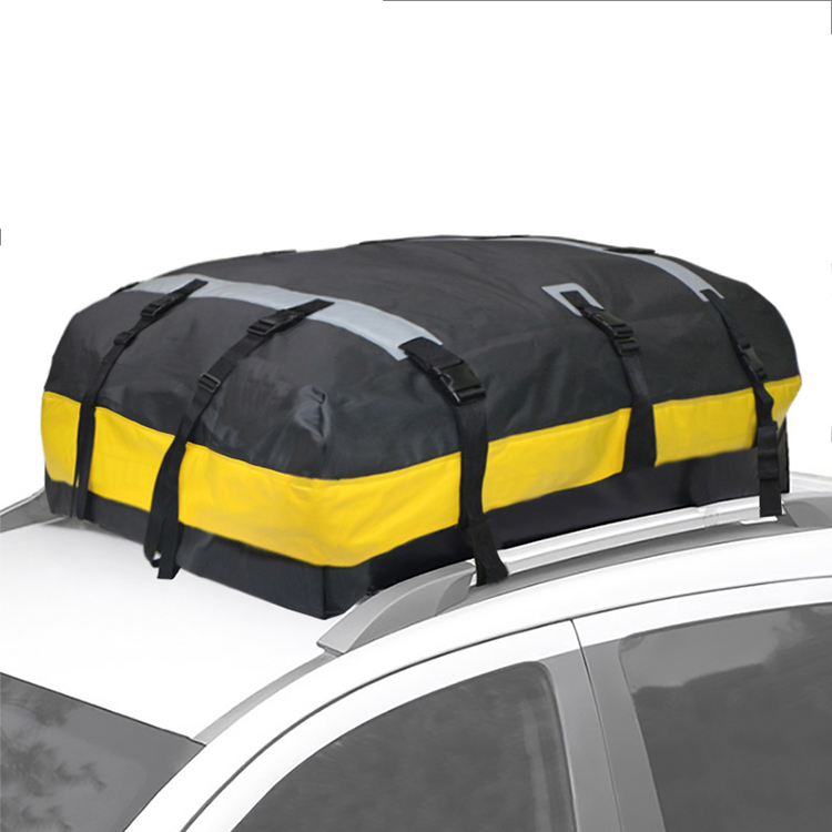 Wholesale 500D polyester PVC waterproof 15 cubic feet 400L folding car cargo carrier roof luggage bag with waterproof zipper