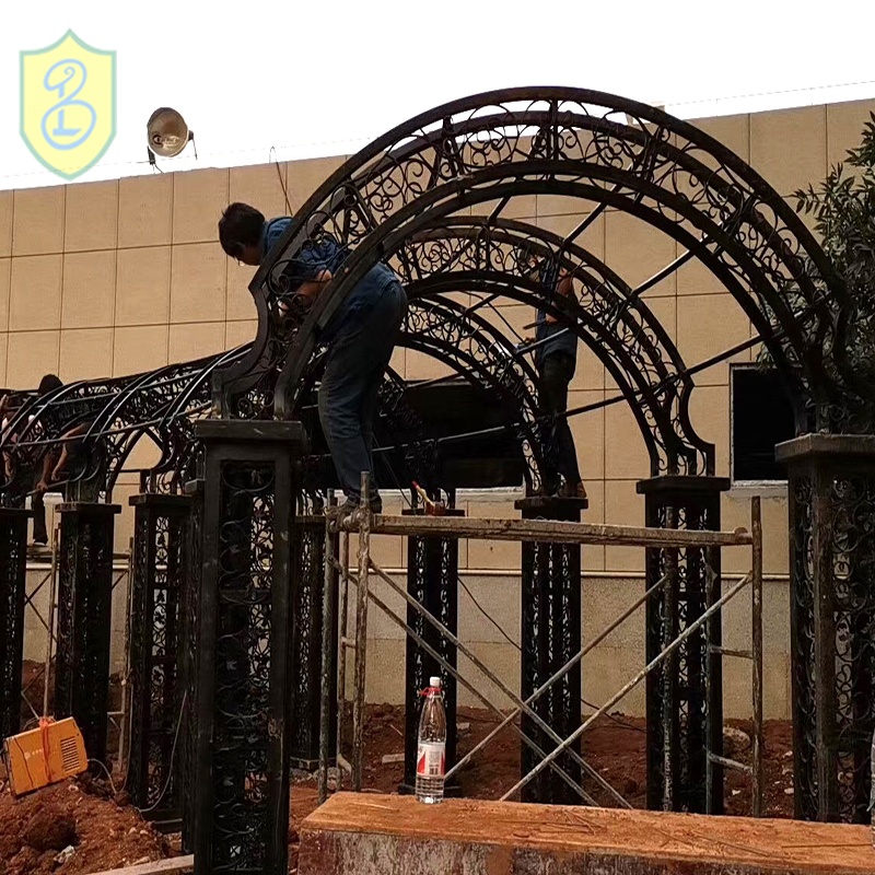 Индивидуальный дизайн, декоративный металлический павильон, красивое растение, кованые железные перголы, винтажная структурированная
