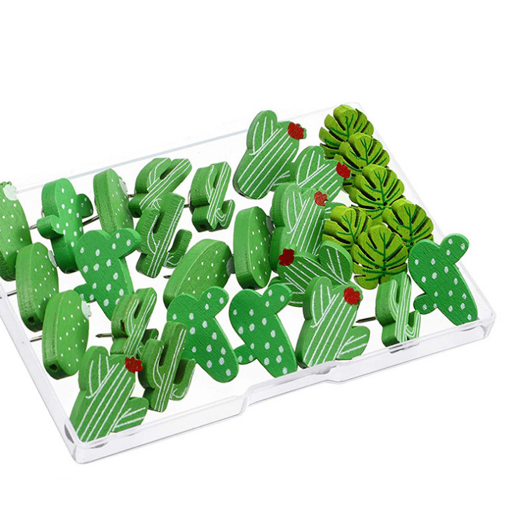 Hot Selling Pineapple Cuctas Assorted Shape Thumbtacks Set Cute Decorative Push Pins Wooden Push Pins
