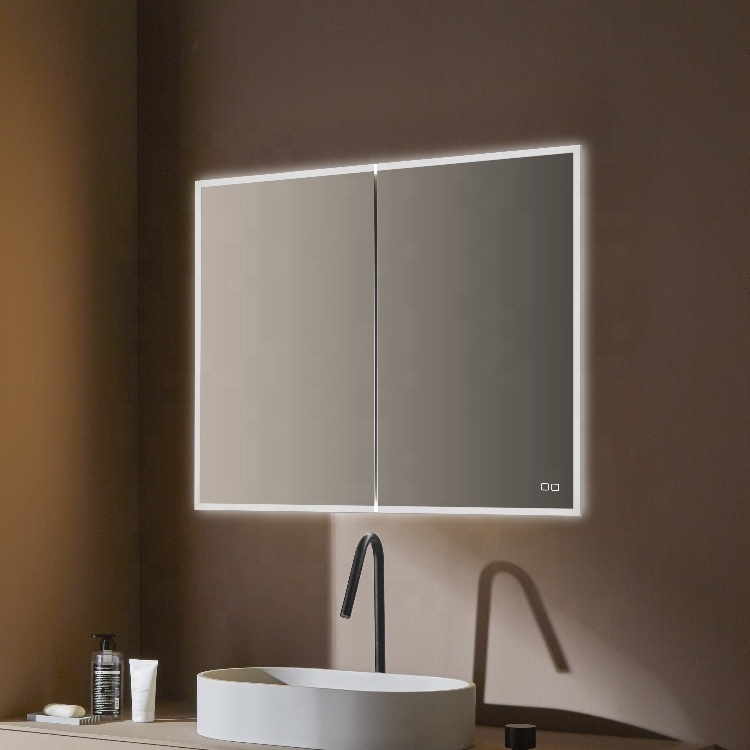 Brightness Adjustment Anti-Fog Hotel Home Bathroom Furniture Wall Mounted Led Mirror Cabinet With Light