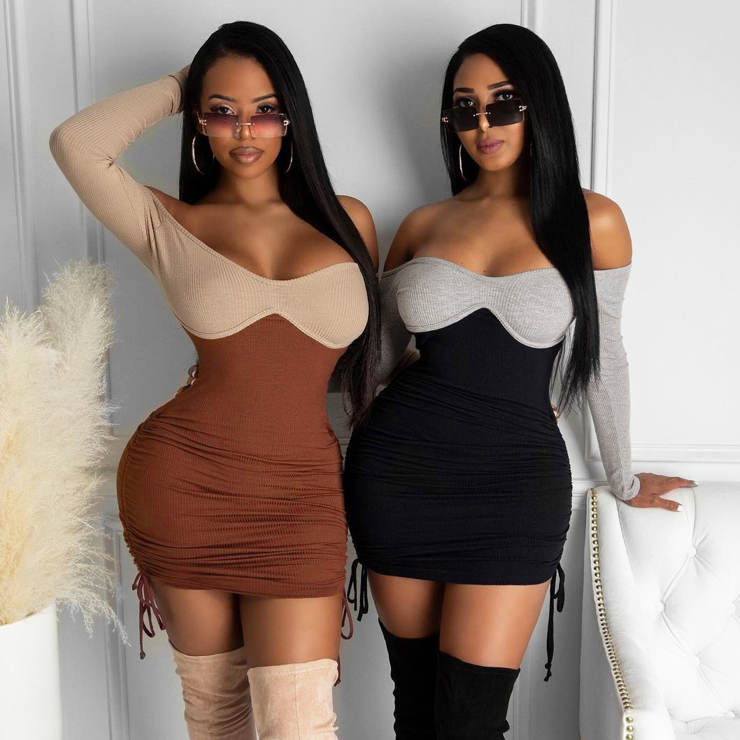 2021 New Arrival Turtleneck Long Sleeved Women Fashion Casual Dress