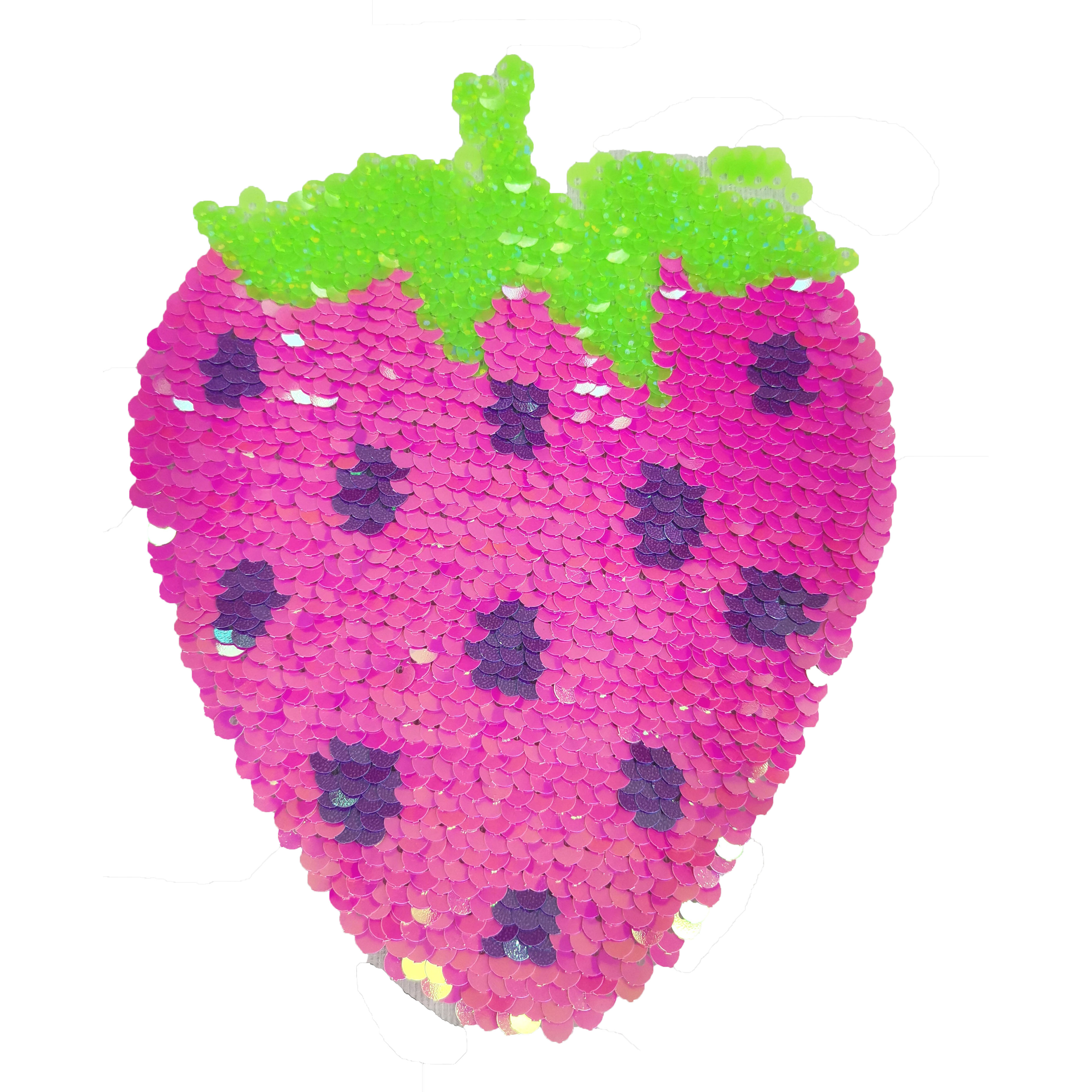 Strawberry designs Applique reversible sequin patches embroidered appliques for garment