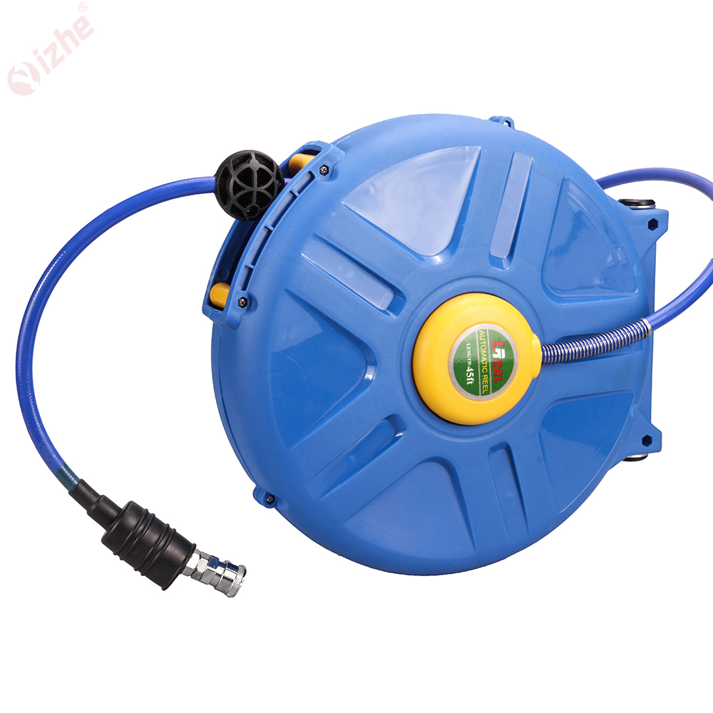 Outdoor High Pressure Plastic Wall Mounted Fixed Garden Spray Gun Water Auto Retractable Hose Reel Drume Cart Set With 10m Hose