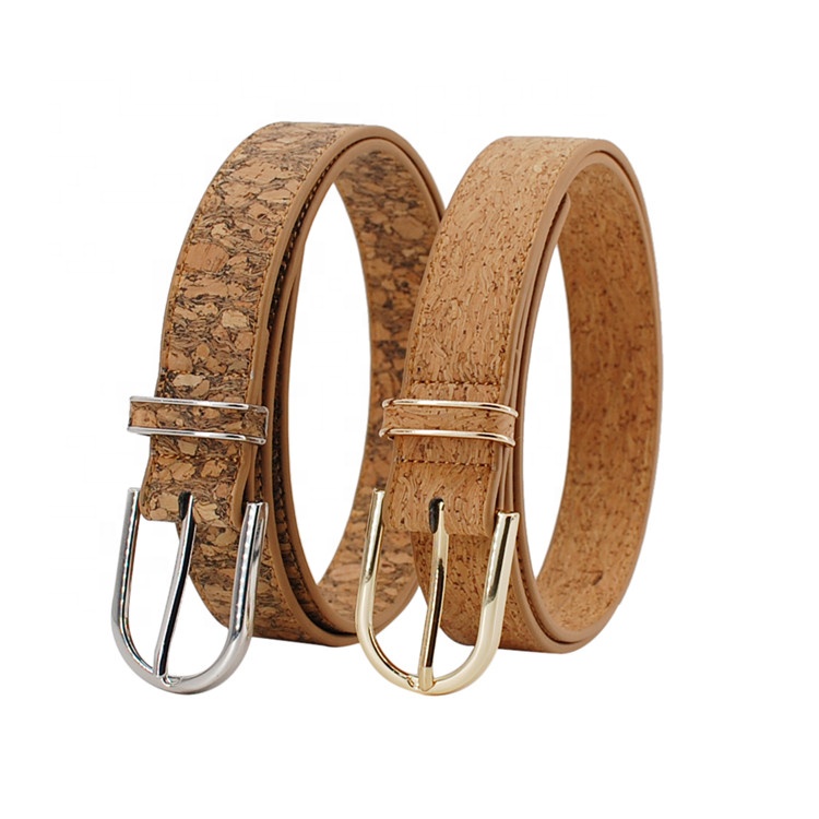 Factory Direct Sale Vegan Fabric Leather Belt Handmade Portugal Cork Belt for Women