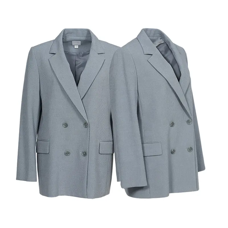 Top brand fashion womant flap pockets suits jacket notched lapel women loose blazer