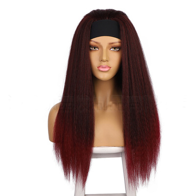 top quality yaki headband wig 24 inches synthetic hair with t1b color