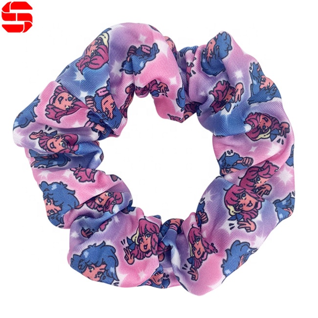 Custom Logo Printing Hair Scrunchies Wholesale Hijab Satin Silk Cotton Chiffon Designer Hair Scrunchies for Girls Women