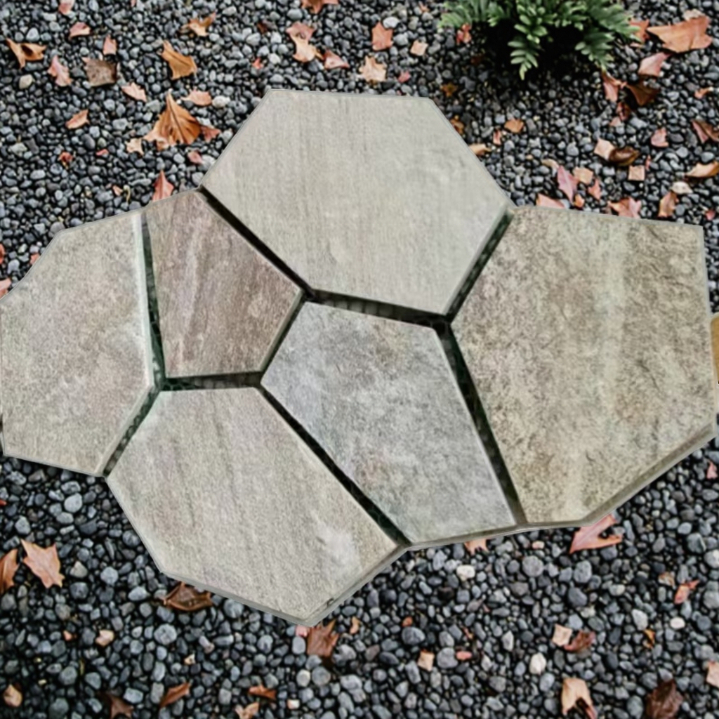 Yellow Mesh-like Slate Paving Slabs Irregular Shape Crazy Stone for Outdoor Exterior Walls Garden Pathways Flagstone Floors
