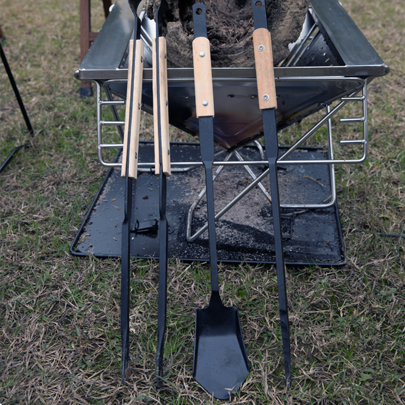 Outing Mate China Wholesale 3-piece fireplace tools fire hook fire tongs companion set for outdoor activity