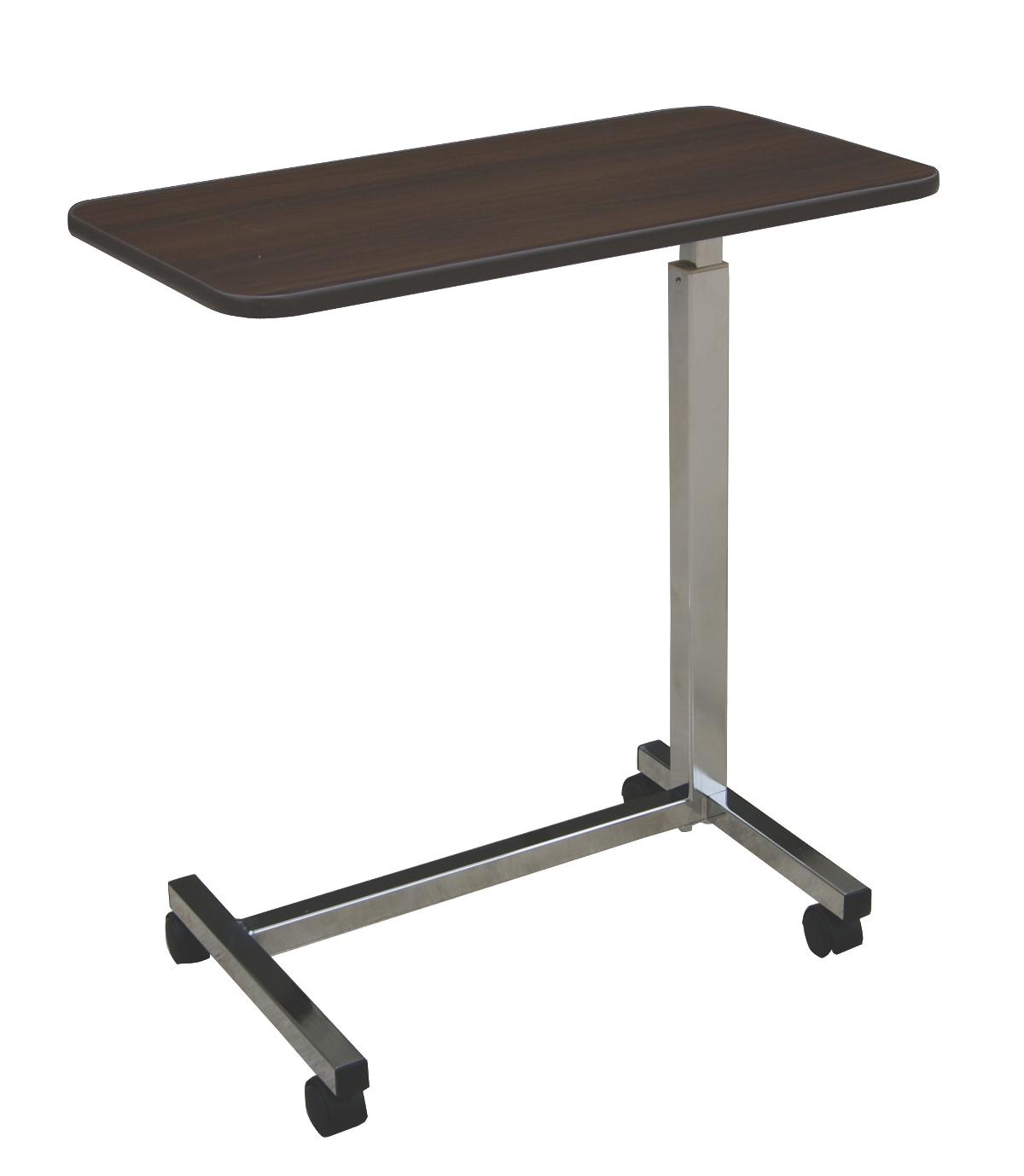 JM0601 Adjustable medical Gas-Spring folding overbed table with wood for hospital and home