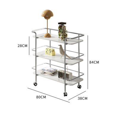 Medieval three-layer trolley storage rack with wheels movable floor living room home side table