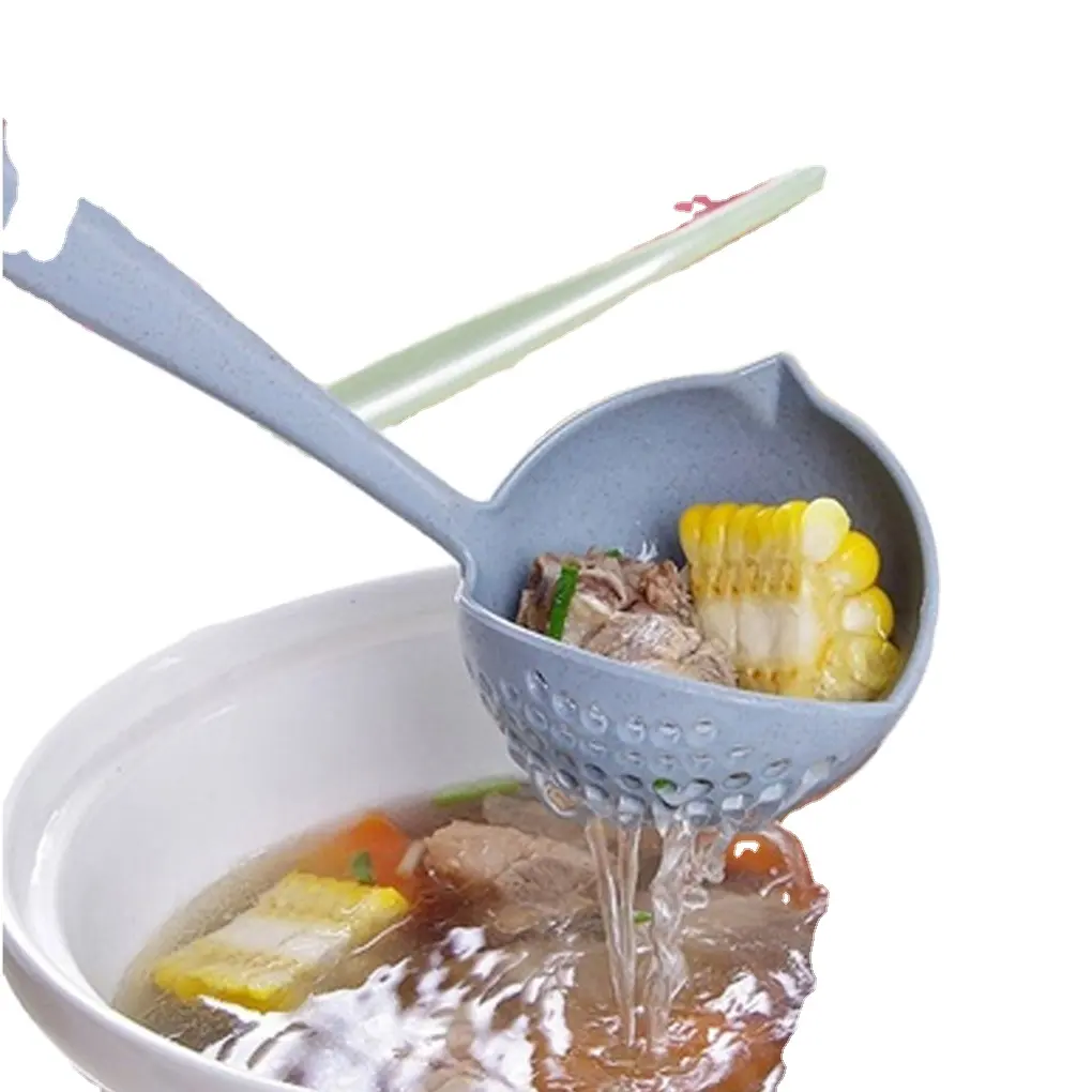 Scoop Plastic Tableware Colander HotNew Soup Spoon Long Handle Kitchen Strainer Solid Color Cooking Colander for Kitchen Tool