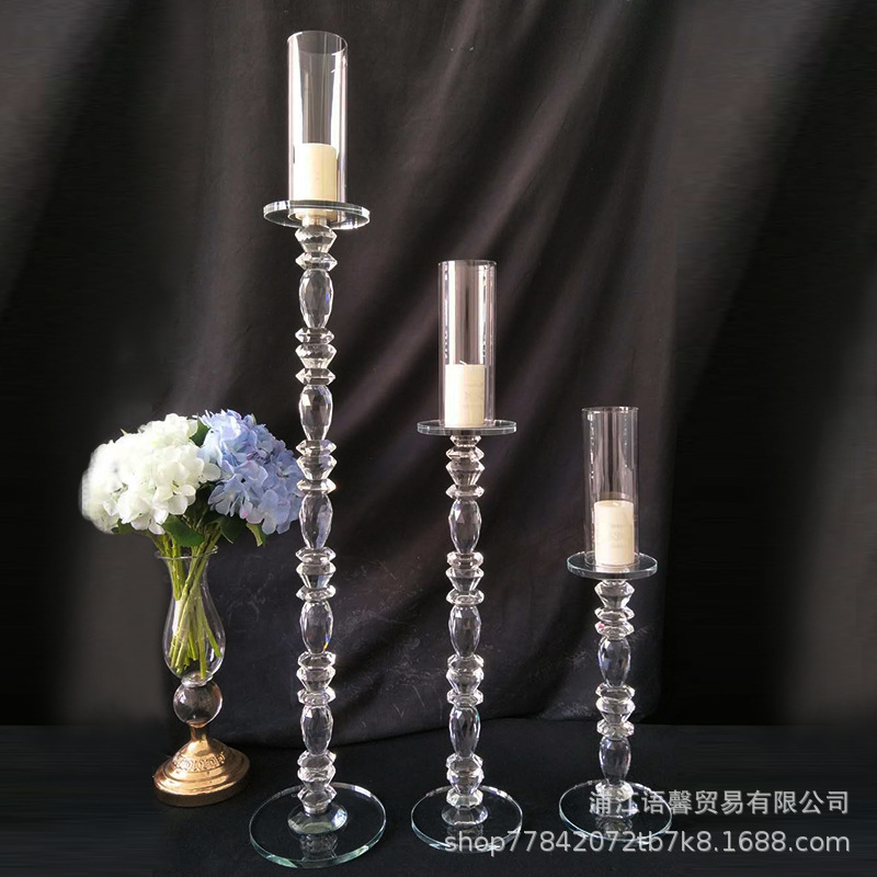 European Beautiful Clear soft outfit model room single candelabra head crystal candlestick wedding Candlestick