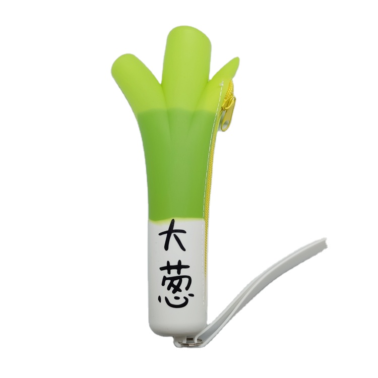 OKSILICONE уникальный силиконовый пенал с зеленым луком, кошелек для монет, водонепроницаемый пенал на молнии для студентов