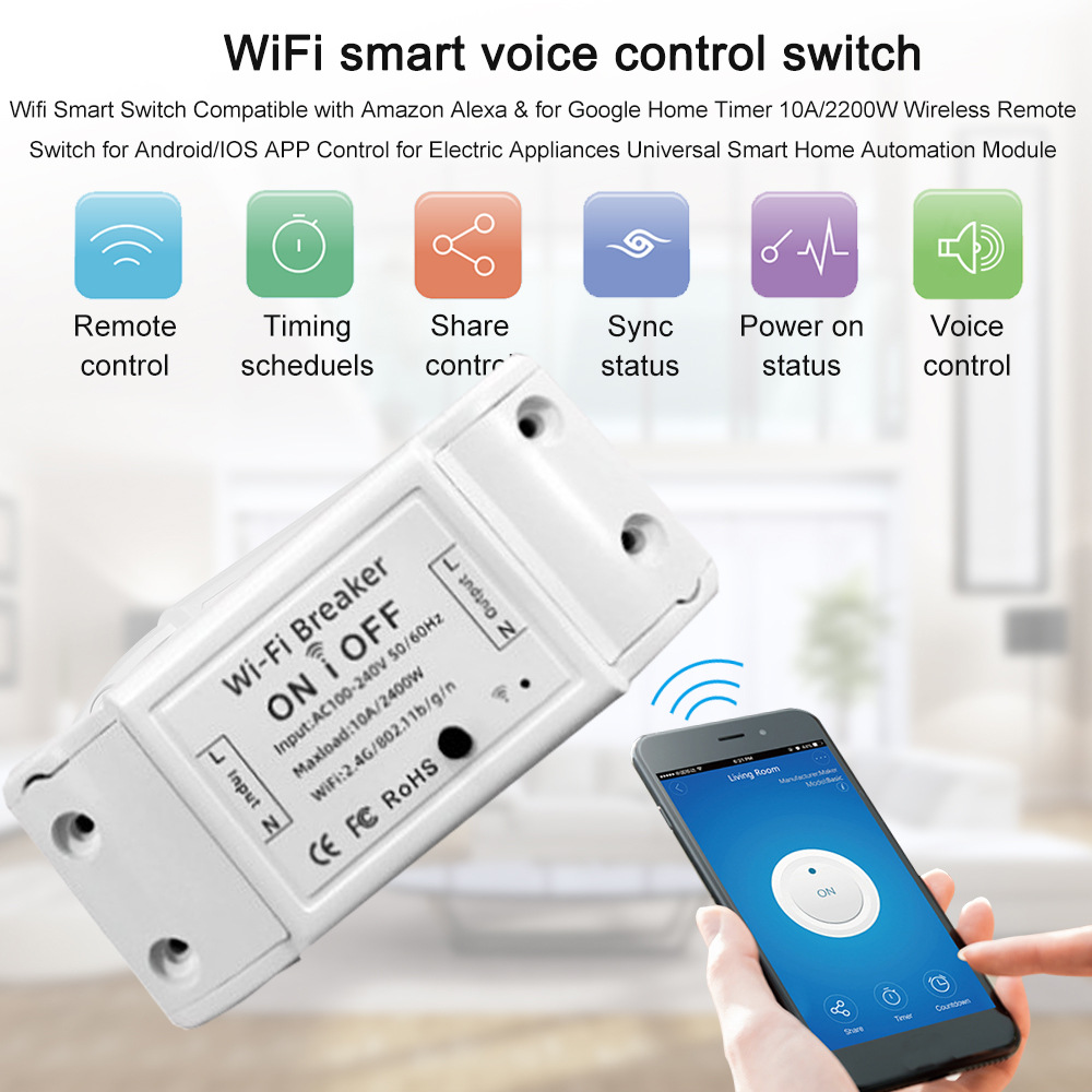 Умное устройство Onoff Tuya Smartlife с поддержкой Wi-Fi и голосовым управлением