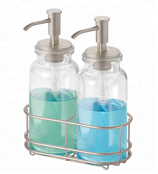 Custom Metal Wire Hand Soap Liquid Lotion Caddy Bottle Rack Holder