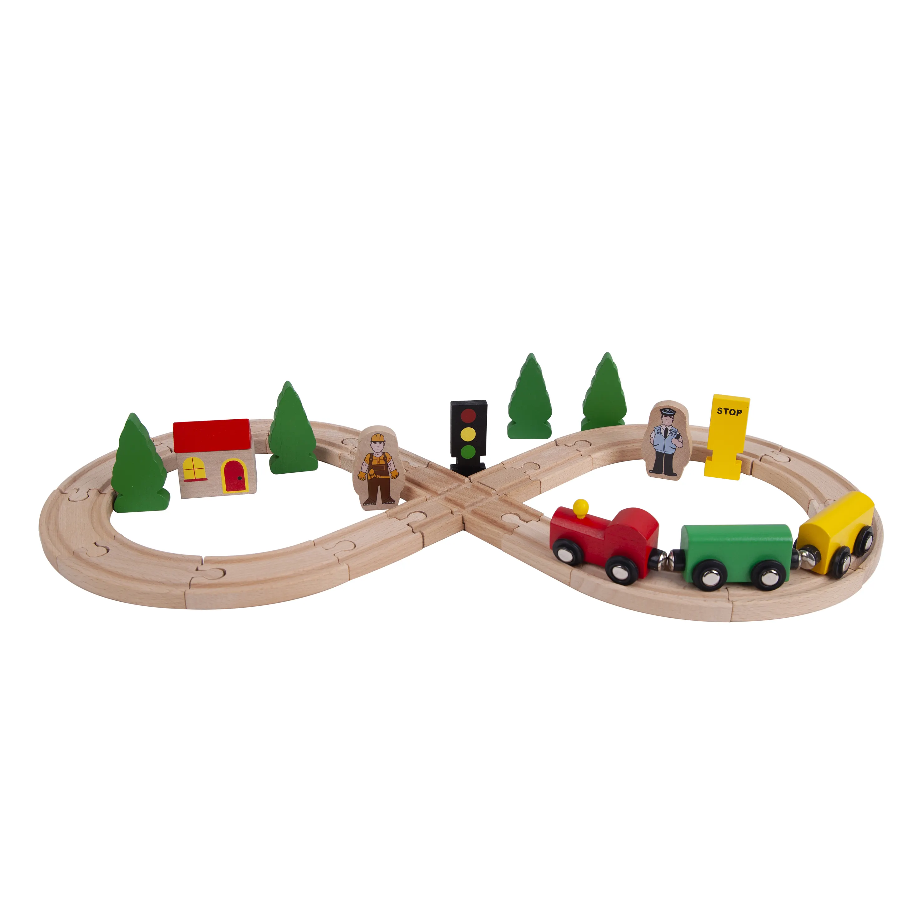 Wholesale Educational 30pcs Railway Wooden Toy Train Sets for Kids