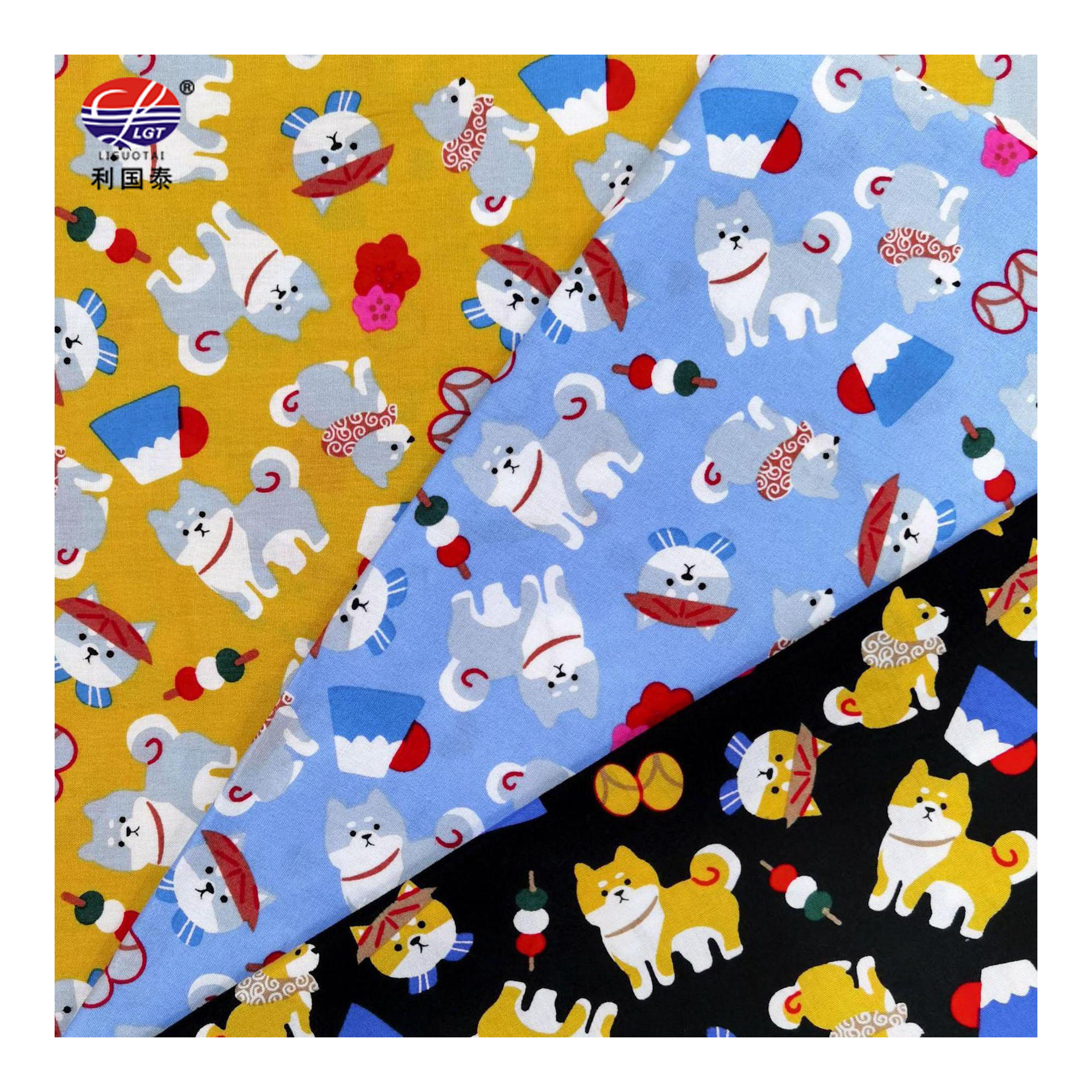 New cartoon cute Shiba Inu pattern 100%Cotton print fabric full cotton poplin printed for Children's clothing