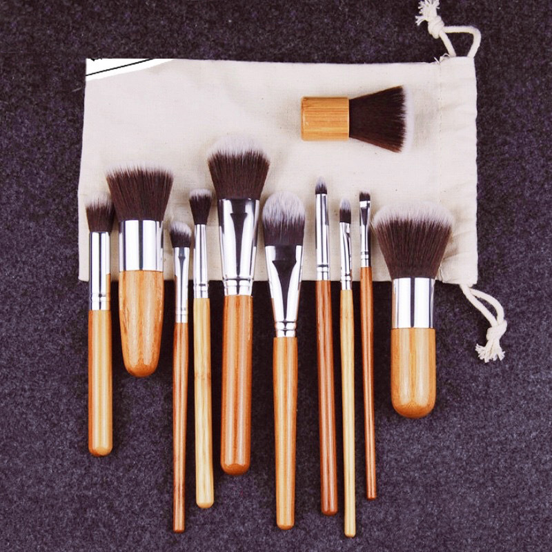 Uniasia Eco Makeup Brushes Custom Logo Bamboo Handle Vegan Luxury Cosmetic Makeup Brushes
