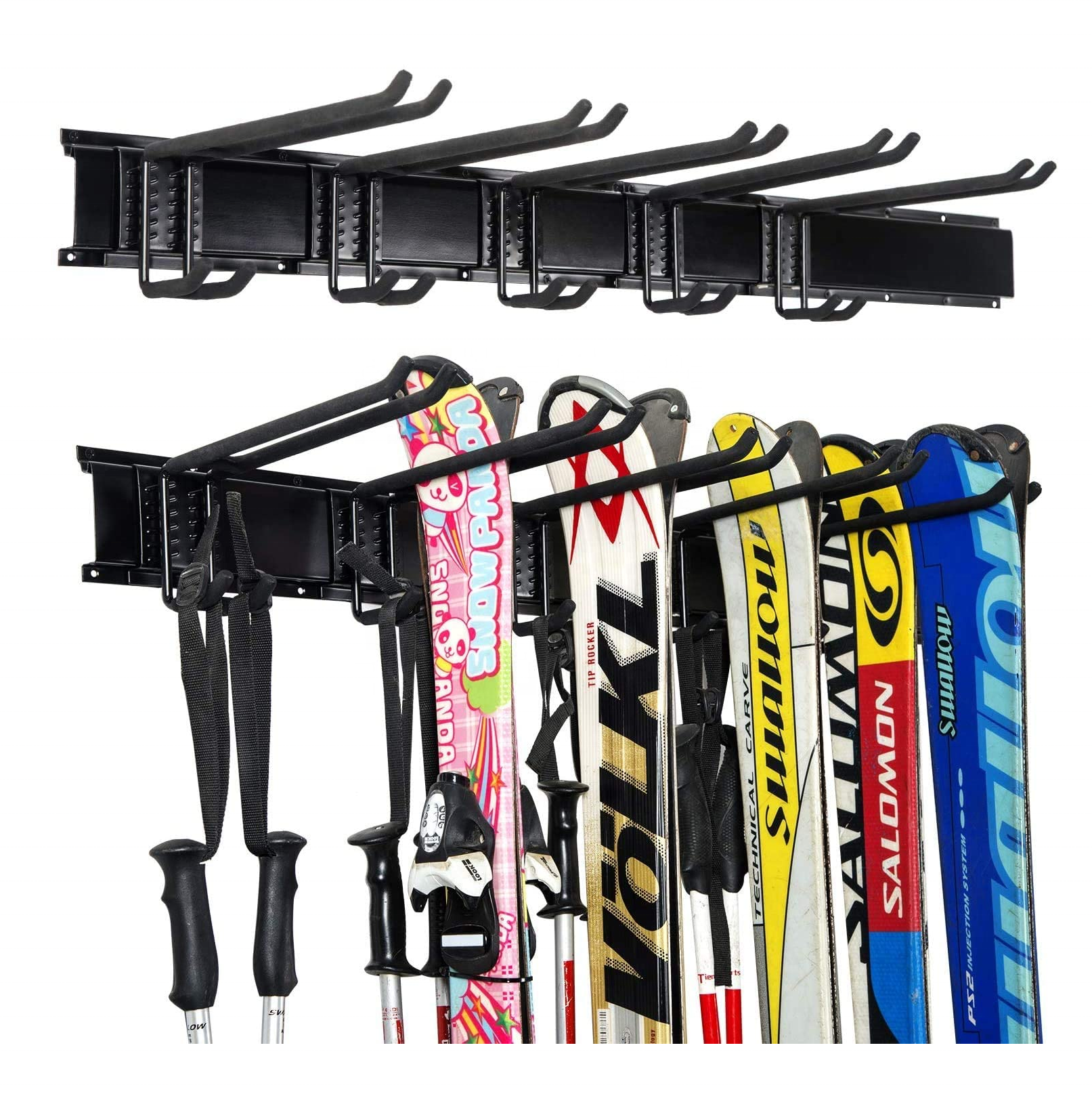 Metal Ski Wall Mounted Rack Garage Snowboard Storage Hanger