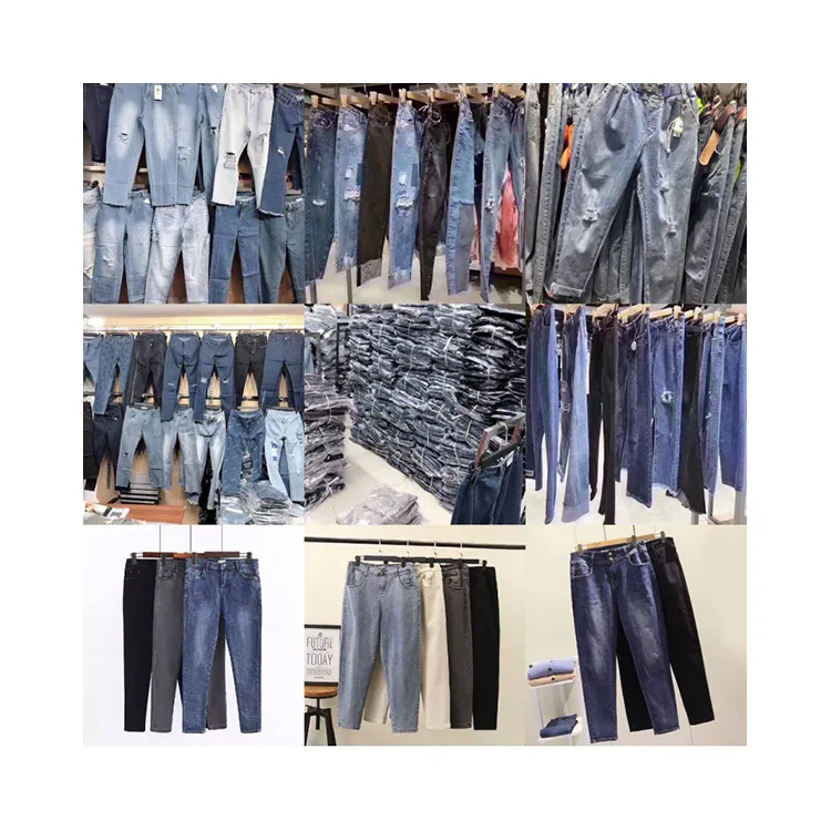 Wholesale Cheap Price Brand jeans stock Men Women used clothing Stocked Jeans
