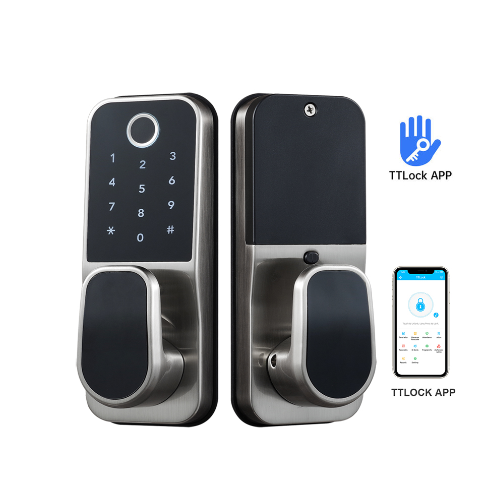 Домашняя безопасность, дистанционное управление, Wi-Fi TTLock App Cerradura Inteligente, цифровая ручка со сканером отпечатков пальцев, дверной БЕСКЛЮЧЕВОЙ смарт-замок