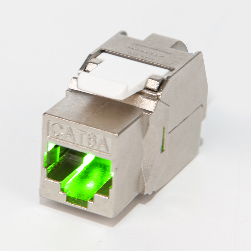 Новый продукт, высокое качество, красный, зеленый светодиод, 180 градусов, RJ45 STP Cat.6A/Cat.6 безинструментальный 8P8C Keystone Jack для телекоммуникационных запчастей