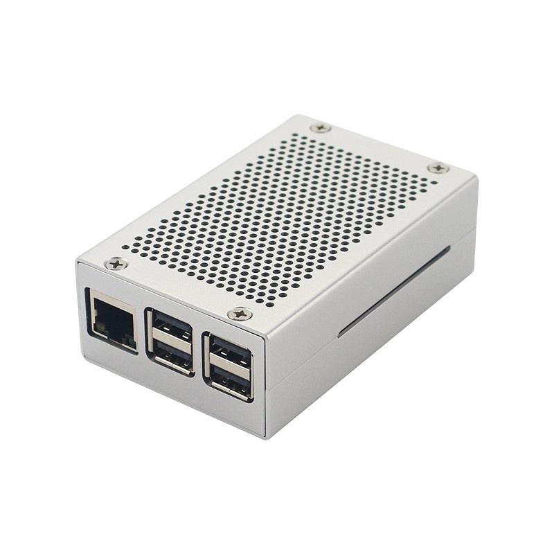 Заказная Модель корпуса Raspberry Pi 4 + плюс металлический корпус из алюминиевого сплава коробка серебристого цвета Оболочка совместима с Raspberry