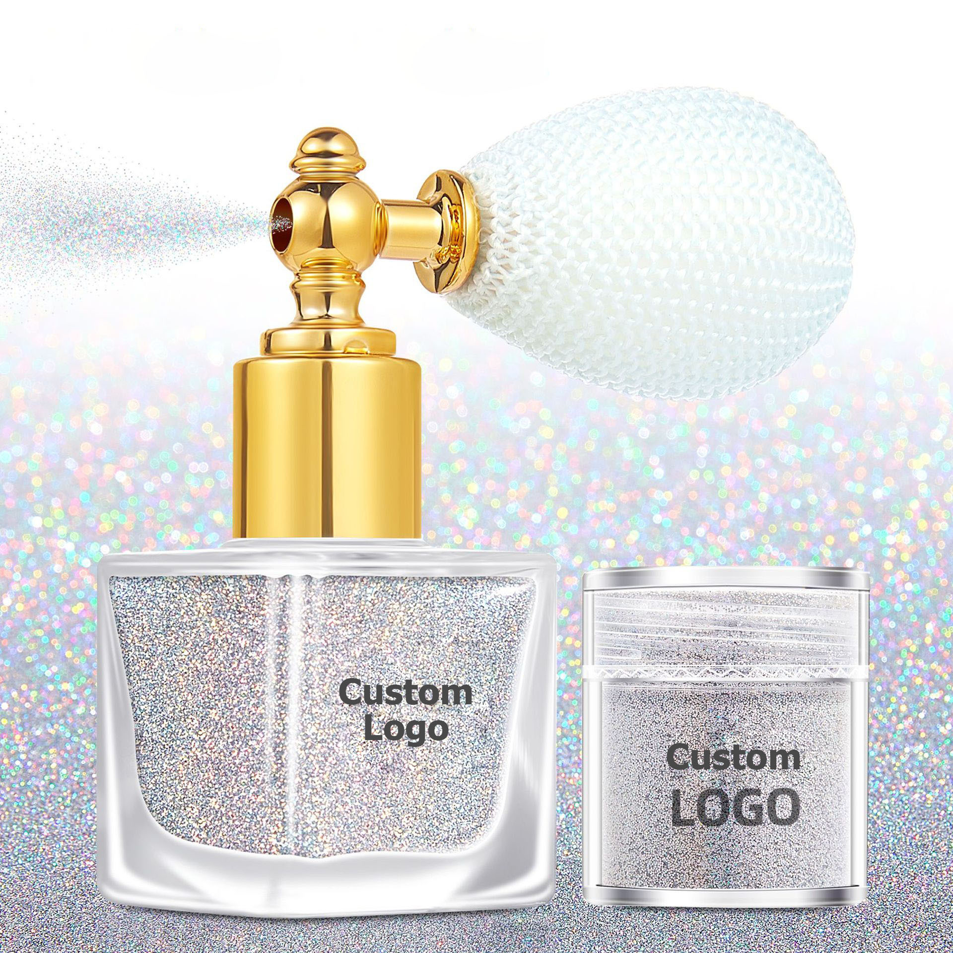 Custom Logo 2 in 1 Makeup Sparkle Face Hair Body Nail Art Sequin Powder Highlighter Shimmering Body Glitter Spray
