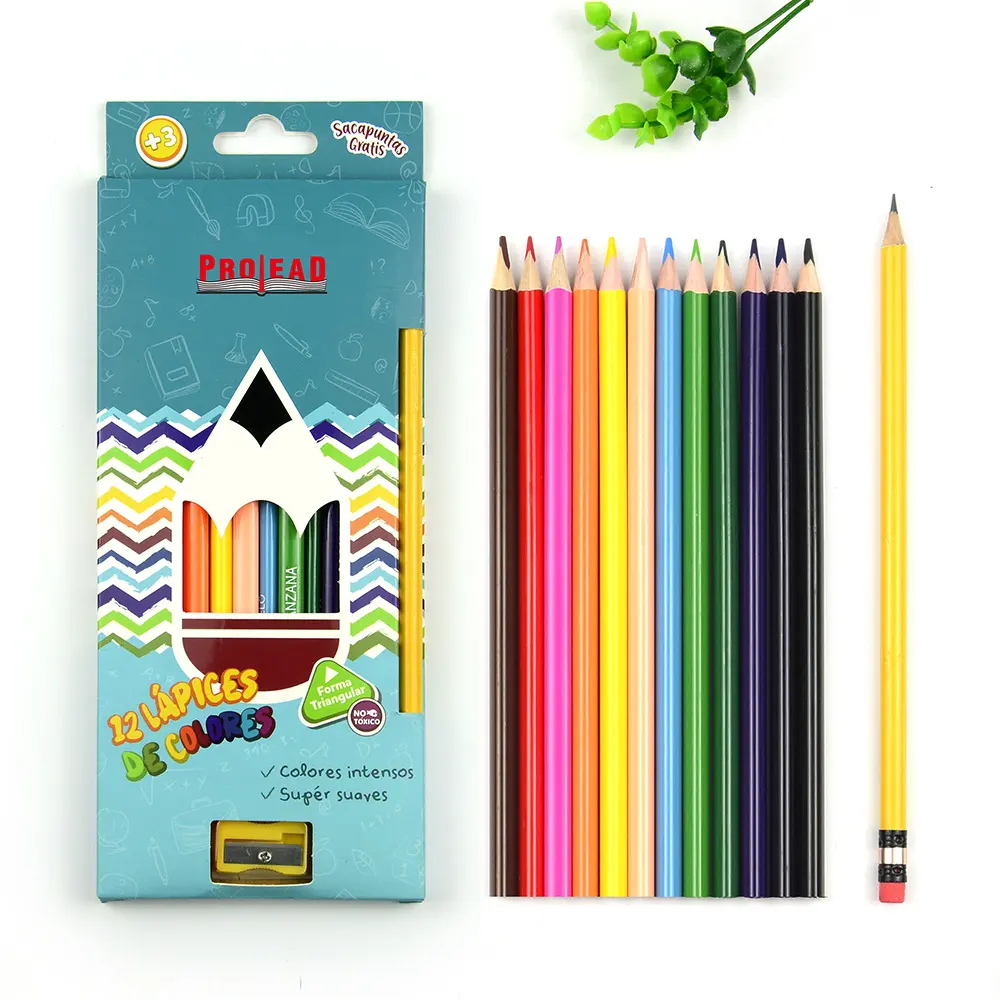 Custom Logo Children Drawing Art Sketching 12 Colored Wood Pencils Sets For Kids