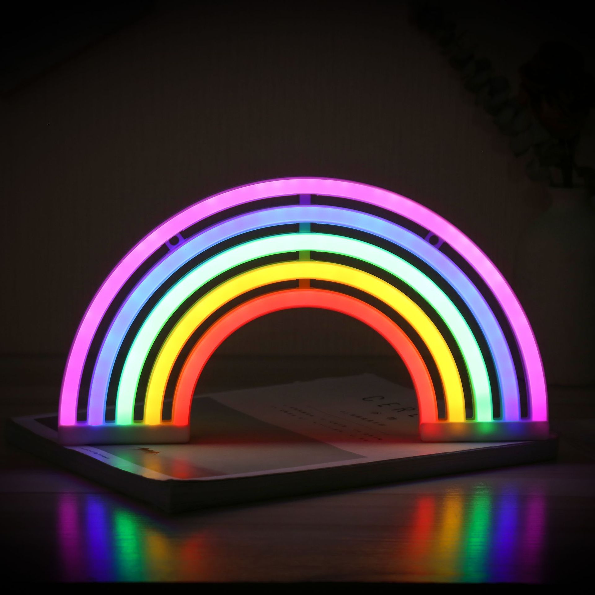 BOKUN LED Rainbow Neon Signs USB or small battery Powered Led Lights Neon Signs for Birthday Party Christmas Home Decorative Lights
